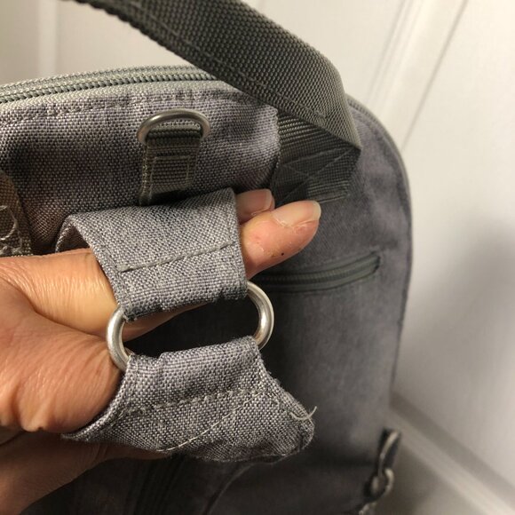 Baggallini Women triangle shaped gray backpack, convertible main image 4